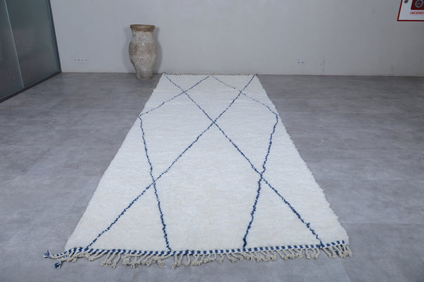 Handmade Moroccan wool rug - Custom rug with blue lines