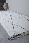 Handmade Moroccan Wool Rug - Custom Rug with Blue Lines