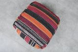 Pair of Moroccan kilim poufs - Handwoven wool floor cushions