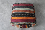 Pair of Moroccan kilim poufs - Handwoven wool floor cushions