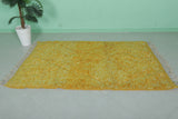 Bright Yellow Moroccan Rug - Colorful Berber Accent | 4.3 x 6.4 ft