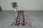 Abstract Tribal Moroccan Boucherouite Rug – 3.7 x 7.3 Ft Vintage Handwoven Carpet