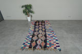 Abstract Tribal Moroccan Boucherouite Rug – 3.7 x 7.3 Ft Vintage Handwoven Carpet