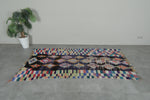 Abstract Tribal Moroccan Boucherouite Rug – 3.7 x 7.3 Ft Vintage Handwoven Carpet