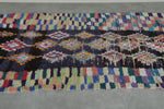 Abstract Tribal Moroccan Boucherouite Rug – 3.7 x 7.3 Ft Vintage Handwoven Carpet