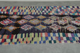Abstract Tribal Moroccan Boucherouite Rug – 3.7 x 7.3 Ft Vintage Handwoven Carpet