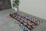 Abstract Tribal Moroccan Boucherouite Rug – 3.7 x 7.3 Ft Vintage Handwoven Carpet
