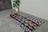 Abstract Tribal Moroccan Boucherouite Rug – 3.7 x 7.3 Ft Vintage Handwoven Carpet