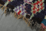 Abstract Tribal Moroccan Boucherouite Rug – 3.7 x 7.3 Ft Vintage Handwoven Carpet