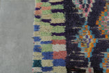 Abstract Tribal Moroccan Boucherouite Rug – 3.7 x 7.3 Ft Vintage Handwoven Carpet
