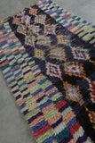 Abstract Tribal Moroccan Boucherouite Rug – 3.7 x 7.3 Ft Vintage Handwoven Carpet
