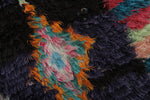 Abstract Tribal Moroccan Boucherouite Rug – 3.7 x 7.3 Ft Vintage Handwoven Carpet