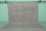 Moroccan Rug – Textured Gray Area Rug with Fringe | 5.9 FT x 6 FT