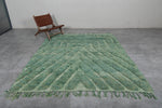 Handwoven Moroccan Rug - 7.3 x 8.8 Ft, Green Concentric Geometric Pattern