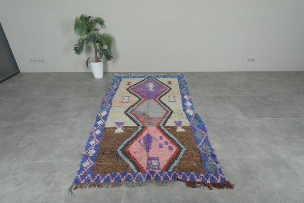 Vintage Moroccan boucherouite rug – 4 x 7.7 Feet
