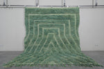 Handwoven Moroccan Rug - 7.3 x 8.8 Ft, Green Concentric Geometric Pattern