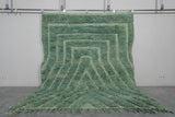 Handwoven Moroccan Rug - 7.3 x 8.8 Ft, Green Concentric Geometric Pattern