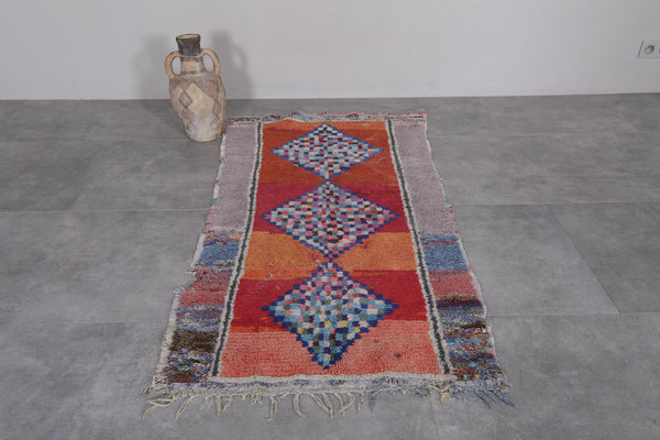 Moroccan runner rug – Vibrant geometric 2.9 x 5.8 FT | Handwoven wool