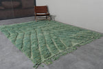 Handwoven Moroccan Rug - 7.3 x 8.8 Ft, Green Concentric Geometric Pattern