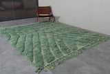 Handwoven Moroccan Rug - 7.3 x 8.8 Ft, Green Concentric Geometric Pattern