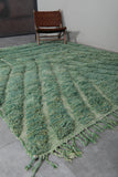 Handwoven Moroccan Rug - 7.3 x 8.8 Ft, Green Concentric Geometric Pattern