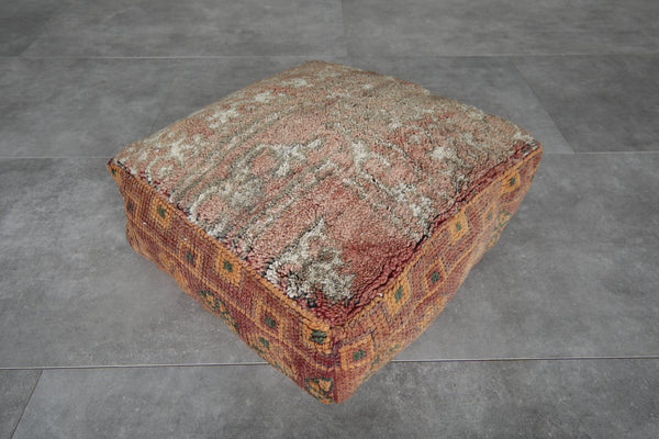 Vintage Moroccan boujaad pouf - Handwoven wool floor cushion