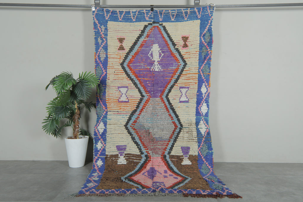 Vintage Moroccan boucherouite rug – 4 x 7.7 Feet