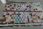 Colorful vintage Moroccan boucherouite rug – 3.4 x 5 Feet abstract panel design