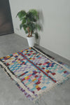 Colorful vintage Moroccan boucherouite rug – 3.4 x 5 Feet abstract panel design