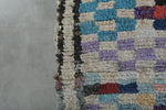 Colorful vintage Moroccan boucherouite rug – 3.4 x 5 Feet abstract panel design