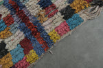 Colorful vintage Moroccan boucherouite rug – 3.4 x 5 Feet abstract panel design