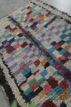 Colorful vintage Moroccan boucherouite rug – 3.4 x 5 Feet abstract panel design
