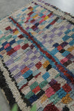 Colorful vintage Moroccan boucherouite rug – 3.4 x 5 Feet abstract panel design