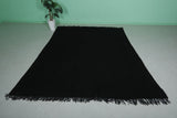 7.4 x 9.8 FT Solid Black Moroccan Wool Rug - Elegant Handmade Floor Covering