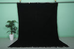 7.4 x 9.8 FT Solid Black Moroccan Wool Rug - Elegant Handmade Floor Covering