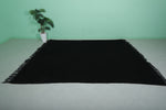 7.4 x 9.8 FT Solid Black Moroccan Wool Rug - Elegant Handmade Floor Covering