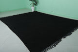 7.4 x 9.8 FT Solid Black Moroccan Wool Rug - Elegant Handmade Floor Covering