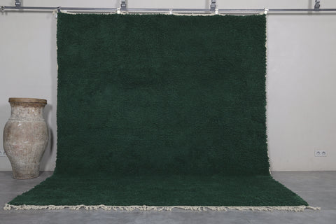 Alfombra marroquí verde - alfombra de pelusa hecha a mano personalizada