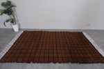 Handmade Berber Beni Ourain Rug – 5.1 x 8.8 ft Earthy Brown & Black Grid