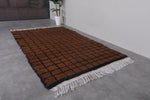 Handmade Berber Beni Ourain Rug – 5.1 x 8.8 ft Earthy Brown & Black Grid