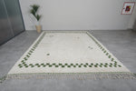 9.6 X 12.1 FT Moroccan Rug - Ivory with Green Border Accents