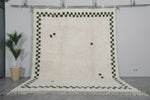 9.6 X 12.1 FT Moroccan Rug - Ivory with Green Border Accents