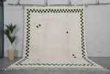 9.6 X 12.1 FT Moroccan Rug - Ivory with Green Border Accents