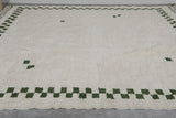 9.6 X 12.1 FT Moroccan Rug - Ivory with Green Border Accents