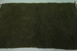 Handmade Moroccan Green Rug – 3.3 x 5.4 FT, Deep Olive Wool Accent