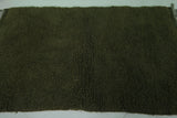 Handmade Moroccan Green Rug – 3.3 x 5.4 FT, Deep Olive Wool Accent