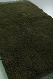 Handmade Moroccan Green Rug – 3.3 x 5.4 FT, Deep Olive Wool Accent