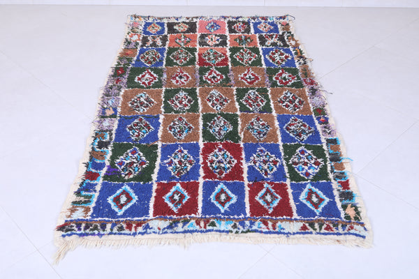 Moroccan berber rug - Handwoven patchwork design 4 X 6.8 Feet