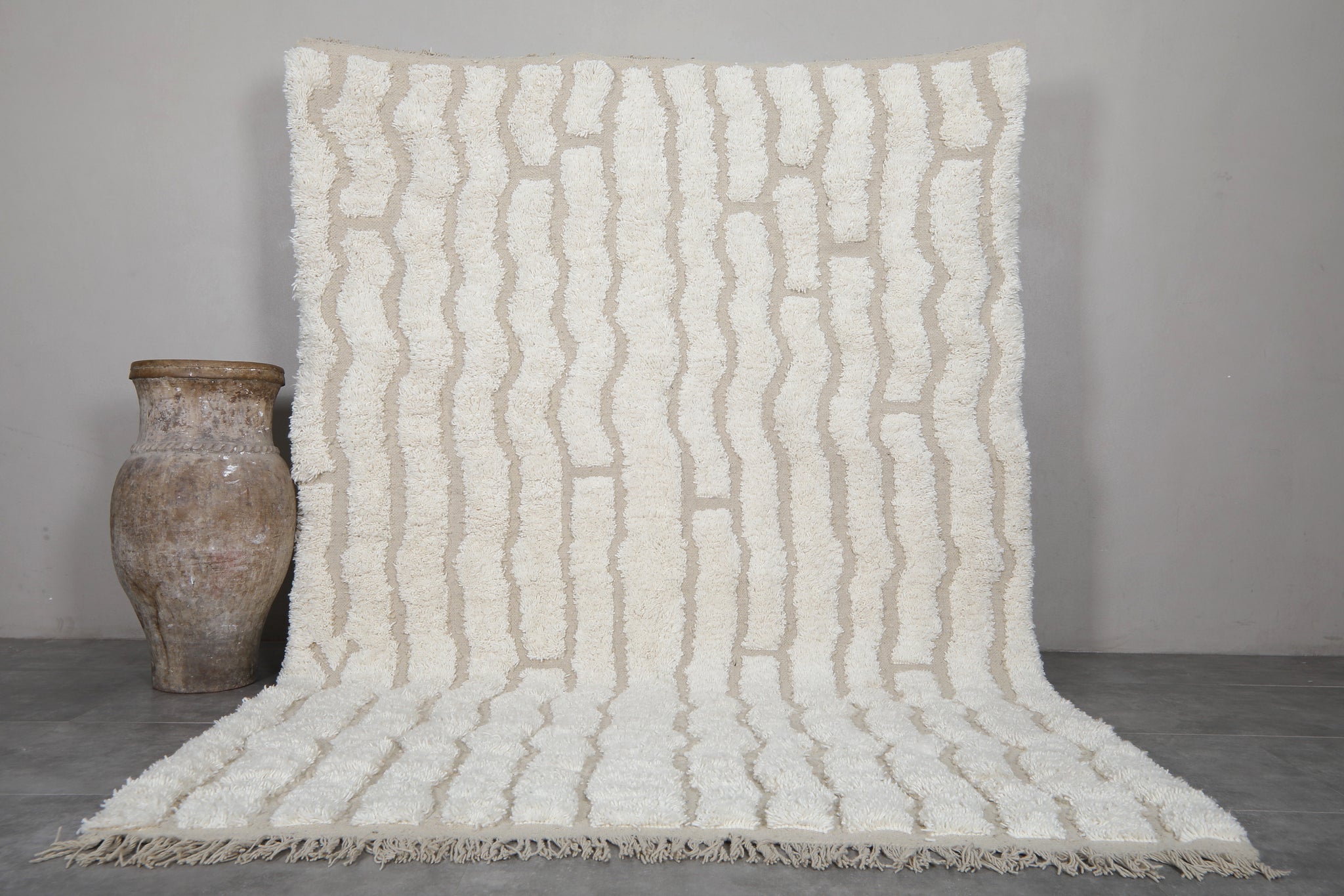 Beige Striped Custom Moroccan Rug – Beni ourain rug