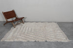 5.5 x 6.7 FT Moroccan Wool Rug – Cream with Modern Geometric Pattern